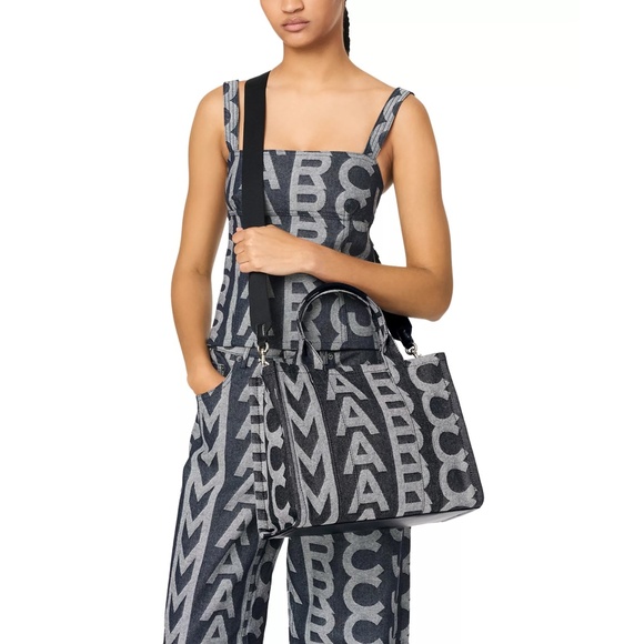 MARC JACOBS The Monogram Medium Denim Tote - Grey/Blue Wash - Picture 7 of 10